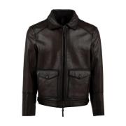 Leren jassen met dubbele ritssluiting en voorzakken The Jack Leathers ...