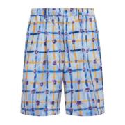 Zijden Shorts met Saraband Print Marni , Multicolor , Heren