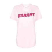 Edwige Logo Print T-Shirt Isabel Marant Étoile , Pink , Dames