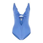 Scallop Bow Badpak in Cerulean Blauw Lisa Marie Fernandez , Blue , Dam...