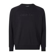 Zwarte Sweatshirt met Geborduurd Logo oor Heren Calvin Klein , Black ,...