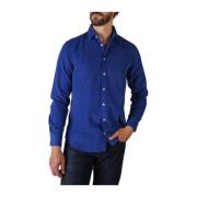 Slim Fit Katoenen Overhemd - Effen Kleur Tommy Hilfiger , Blue , Heren
