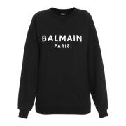Eco-ontworpen katoenen sweatshirt met logo-print Balmain , Black , Dam...