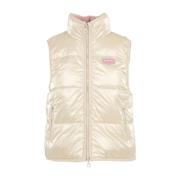 Beige Omkeerbare Jas met Logo Patch Duvetica , Beige , Dames