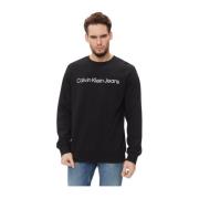 Bedrukte Logo Katoenen Sweatshirt Calvin Klein , Black , Heren