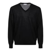 Zwarte V-hals Pullover Trui Ballantyne , Black , Heren