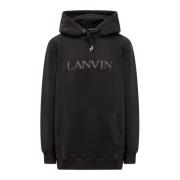 Zwarte hoodie sweatshirt met geborduurd logo Lanvin , Black , Heren