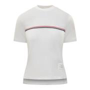 Korte mouwen T-shirt met ronde hals en logo borduursel Thom Browne , W...