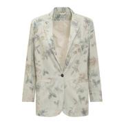 Bloemen Denim Blazer Forte Forte , Multicolor , Dames