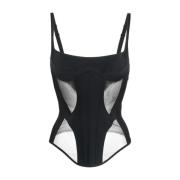 Doorschijnende Panelen Korset Top Mugler , Black , Dames