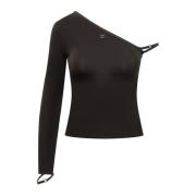 Eén Mouw Crepe Top Courrèges , Black , Dames