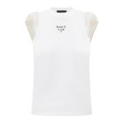Mouwloos Crewneck T-Shirt met Print Dsquared2 , White , Dames