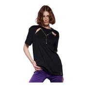 Stijlvol T-Shirt met Uitsnijdingen John Richmond , Black , Dames