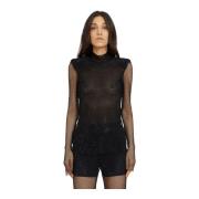 Glitter Transparante Top John Richmond , Black , Dames