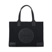 Zwarte Eco Leren Schoudertas met Double T Logo Tory Burch , Black , Da...