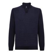 Cashmere Blend Mock Neck Sweater Boggi Milano , Blue , Heren