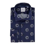 Donkerblauw Geprint Casual Overhemd Blue Industry , Blue , Heren