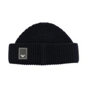 Blauwe Beanie Muts Emporio Armani , Blue , Heren