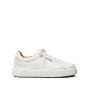 Witte Leren Veterschoenen Tory Burch , White , Dames