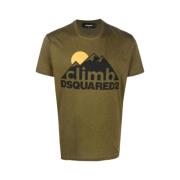 Groen Bosprint T-Shirt Dsquared2 , Green , Heren