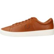 Gewaxt Leren Sneakers Fred Perry , Brown , Heren