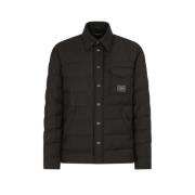 Gewatteerde nylon jas met logo plaat Dolce & Gabbana , Black , Heren