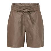 Hoog getailleerde leren shorts Btfcph , Brown , Dames