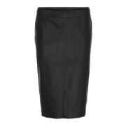 Stretch Pencil Leren Rok 100089 Zwart Btfcph , Black , Dames