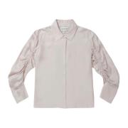 Oversized zijden blouse met mouwdetail Munthe , Beige , Dames