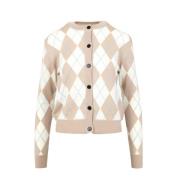 Cardigan met diamantpatroon Msgm , Beige , Dames