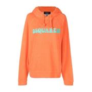 Logo Print Hoodie in Oranje Dsquared2 , Orange , Dames