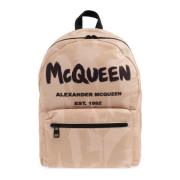 Metropolitan rugzak met logo Alexander McQueen , Beige , Heren