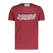 T-Shirt met Logo Print Iceberg , Red , Heren