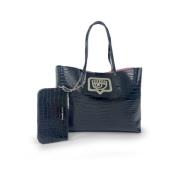 Grote Zwarte Geëtste Tas Chiara Ferragni Collection , Black , Dames