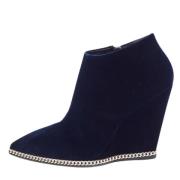 Pre-owned Velvet boots Giuseppe Zanotti Pre-owned , Blue , Dames
