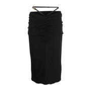 Zwarte Georgette Midi Rok met Medusa Hardware Versace , Black , Dames