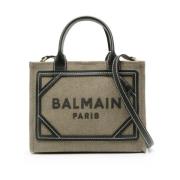 Geborduurde Logo Tote Tas Balmain , Beige , Dames