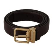 Bruin Leren Riem met Gouden Metalen Gesp Dolce & Gabbana , Brown , Her...