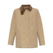 Gewatteerde jas met corduroy kraag Burberry , Beige , Dames