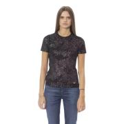 Gestreept T-shirt met korte mouwen Baldinini , Black , Dames