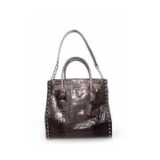 Croc in reliëf Hamilton Tote met zilveren hardware Michael Kors Pre-ow...