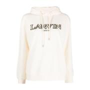 Witte Geborduurde Logo Katoenen Hoodie Lanvin , White , Dames