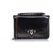 Pre-owned Demilune chain leather shoulderbag Valentino Vintage , Black...