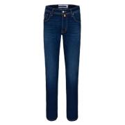 Slim Fit Blauwe Katoenen Jeans met Patch en Gele Details Jacob Cohën ,...