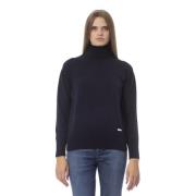 Trendy Blauwe Wollen Trui Baldinini , Black , Dames