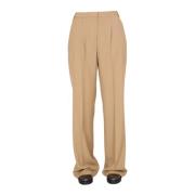 Wijde Gabardine Broek Aspesi , Beige , Dames