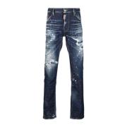 Donkerblauwe Gescheurde Jeans Dsquared2 , Blue , Heren