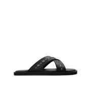 Palmo Leren Sandalen Jimmy Choo , Black , Heren