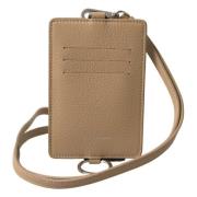 Leren Logo Kaarthouder Portemonnee Heren Dolce & Gabbana , Beige , Her...