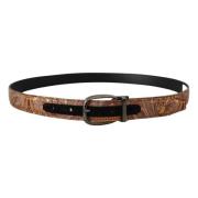 Multicolor Geëmbosseerde Leren Riem Dolce & Gabbana , Brown , Heren